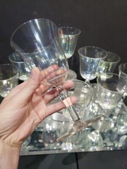 (10) Wine Water Glasses 6-1/2″ goblets Iridescent rainbow mother of pearl optic