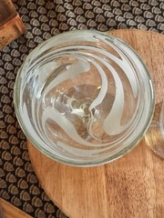 Set of 2 white Iridescent Swirl Hand Blown Clear Glass Wine Goblets Contemporary