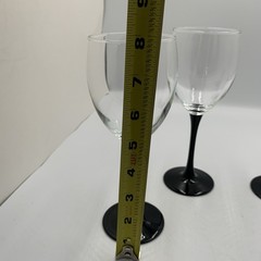Vintage Black Stemmed Wine Glasses Set of 4