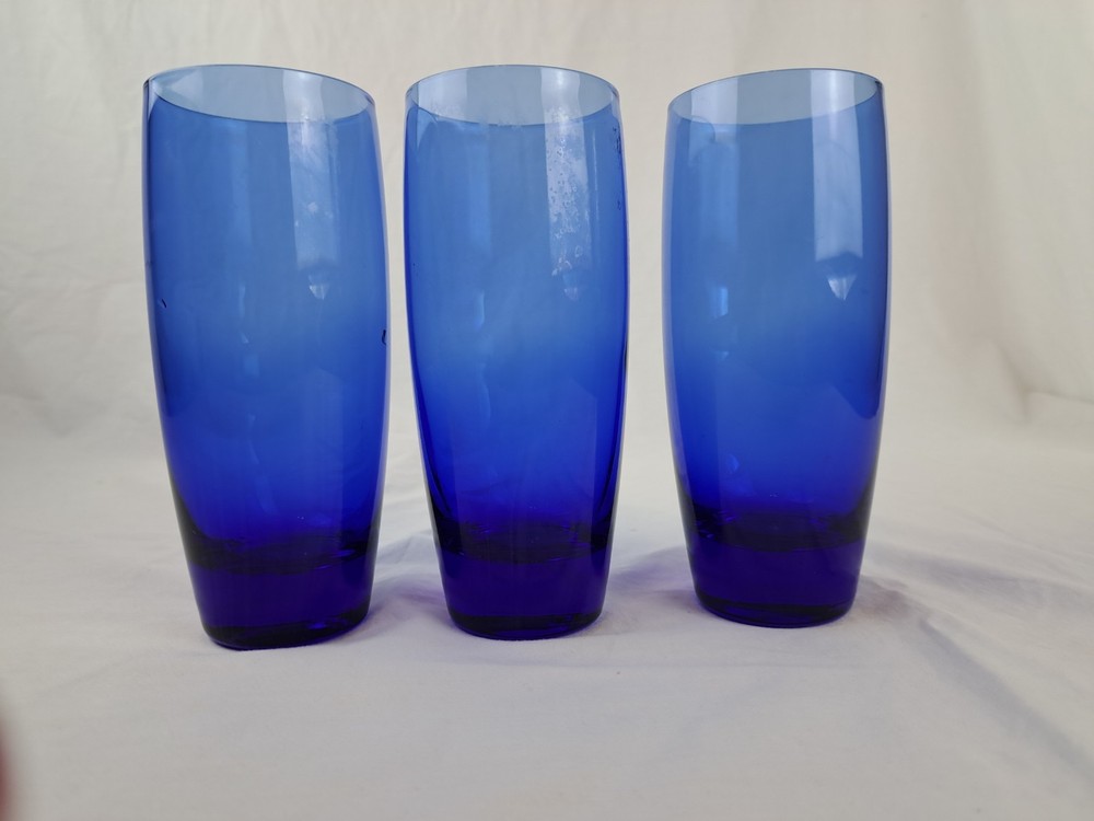 Luigi Bormioli Michelangelo Tumbler Cobalt Blue 14 oz Highball Glass Set Of 3