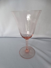 Tiffin Pink Glass Panel Optic 8 Ounce 6 3/4 inch Water Goblet (14196) VGUC