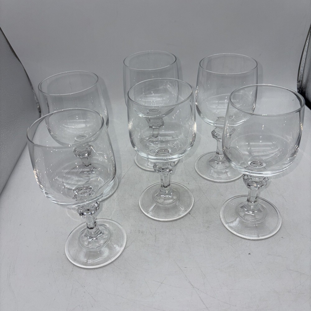 VTG Cristal D’Arques PARIS ROYAL Crystal Wine Glasses Set of 6 Knob Stem 8 oz