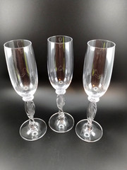 (3) MIKASA CRYSTAL~»Alessandra»~Champagne Flutes~Twisted Stem~9.5″~EXCELLENT
