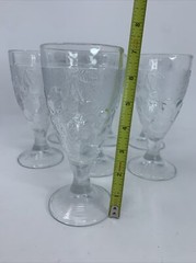 VTG Arcoroc France Clear Molded Embossed Fruit Design Goblets (S2-Bm)