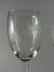 1980s Romanian Aperitif Etched Wine Glasses-Grape Leaves (set Of 2)