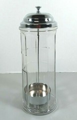 Vintage Gemco Straw Comb Holder Glass Jar Barbershop Soda Pop MCM Retro Bar