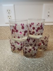 6X Lowball Whiskey GLASSES FISH SCALE GILDED GOLD OUTLINE