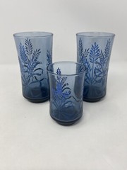 Vintage MCM Libbey Bolero Blue Wheat Juice Tumbler Glasses