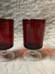 4 VTG CRISTAL D’ARQUES-DURAND Ruby Red Glass Cranberry Cordial Dessert France