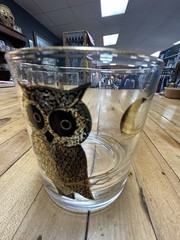 Vintage Couroc Owl Rocks Glasses Set of 4 Gold MCM Barware Mid Century Cocktail