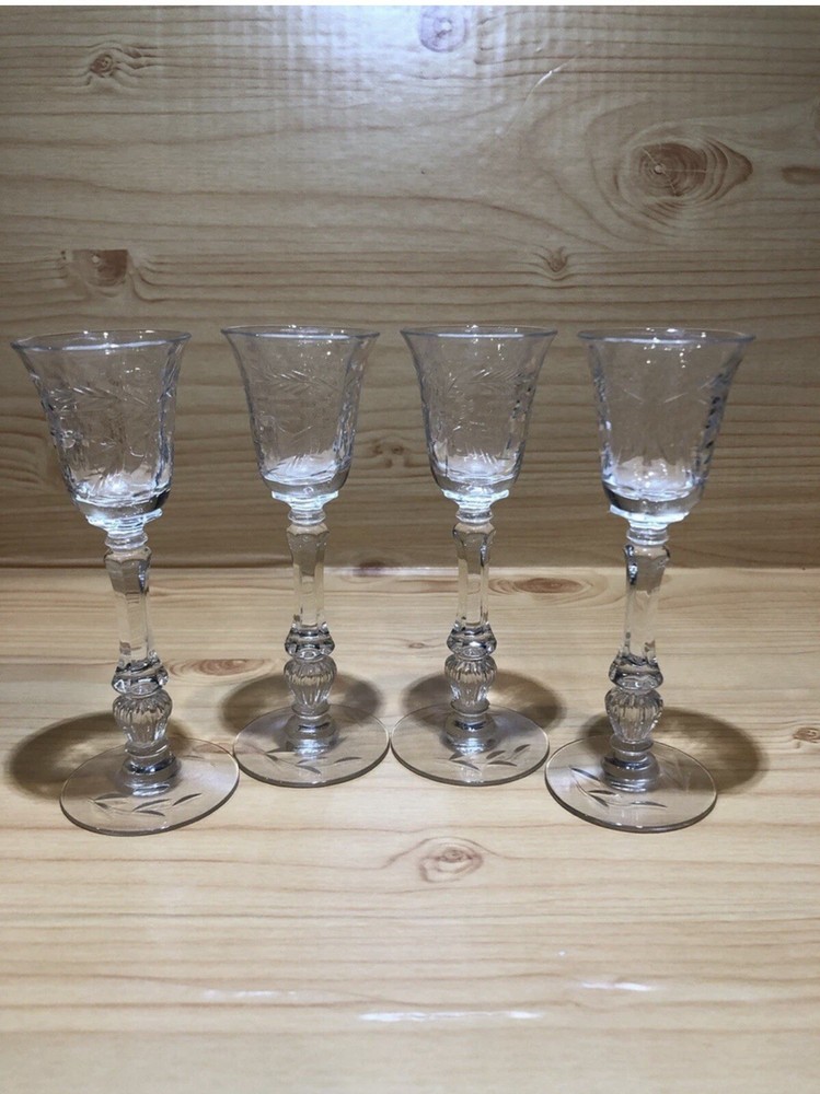 LIBBEY ROCK SHARPE CRYSTAL CUT LIQUOR WITH GORGEOUS JEWELED Shot glasses.