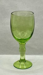 Vintage Depression Mini Wine Glass Cordial Stemware Green 4” Retro