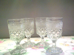 Set of 4 Vintage Anchor Hocking Clear Glass Wexford Wine or Juice Goblets 5 3/8″