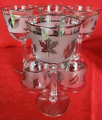 Silver Leaf Glassware by Libbey Frosted Foliage 1953-1978 Wine & Tumblers (16)