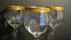 Tiffin Gothic 5 1/2″ Gold Encrusted Band Wine Glasses – 3