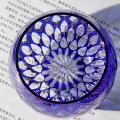 Blue Edo Kiriko Glass Whisky Bourbon Vodka Glass Handmade Crystal Craft 11oz