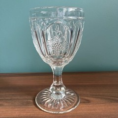 Vintage Fenton Red Cliff Goblet Clear Grapes Water Tea Wine 12 oz