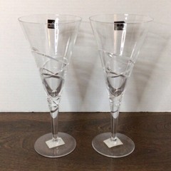 Set of 2 Royal Doulton Lead Crystal Saturn Iced Tea Goblet Champagne Flute 370ml