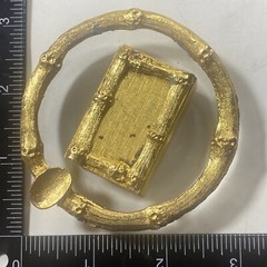 Vintage 1950s Glass W/ Bamboo Gilded Metal Ashtray ,Matchbox & Swiss Matches