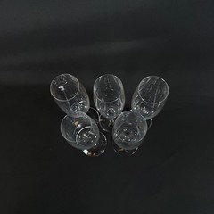 Lot of 5 Orrefors Sweden Crystal Champagne Flutes Glasses Clear Stemware 8.5″