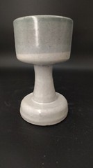 Handmade Goblet Ceramic Pottery 3oz. Glazed Stoneware Blue/White 5.5”