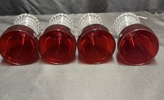4 Anchor Hocking Ruby Red Bubble Footed Water Goblet 5 1/2”