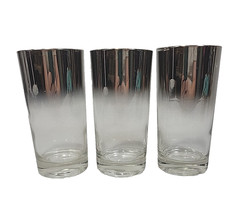 Silver Fade High Ball Cocktail Glasses Set of 3 Approximately 10 Ounces MCM