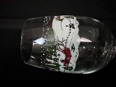 4 Vintage Libbey Christmas Winter Village Countryside Snow Scene Goblets 7 1/2″