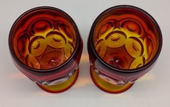 Lot of 2 VTG LE Smith Moon and Stars Amberina Glass Stemmed Wine Goblet 6″