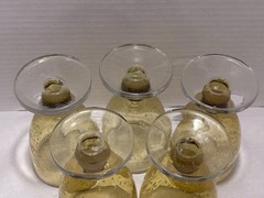 5 PC Tag Ltd Wheat Amber Yellow Bubble Blown Glass Water Goblet Infused 16oz