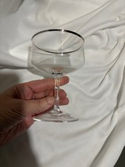 VTG Set of 2 Lenox Desire Platinum Rim Crystal Champagne Sherbet Glasses 5”