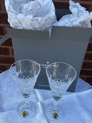 2 Waterford Cut Crystal 7 1/4″ Champagne Flutes w/ Stickers – Holds 4 oz – MIB!