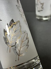 6 Vintage Frosted & Gold Oak Leaf 6.25” Libby Drinking Glass