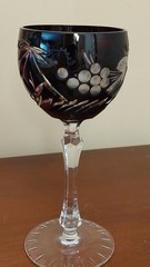 Dark Amethyst Cut To Clear Crystal Wine Hock Goblet 7.5