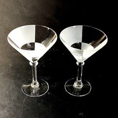 NAUTICA FROST BLOCK MARTINI GLASSES, Frosted Lead Crystal, 10 oz, GERMANY, 2PCS