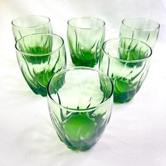 Anchor Hocking Central Park Glasses Ivy Green Old Fashion or Juice Set of 6