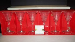 6 Royal Crystal Rock Discontinued Pattern Novecento Water Goblets Glasses 7 5/8″