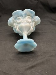Vintage Kanawha Glass Company Blue & White Swirl Art Slag Glass Compote MCM