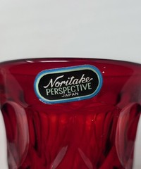 5 Noritake Perspective Ruby Wine Glasses With Thumbprint & Panel Design