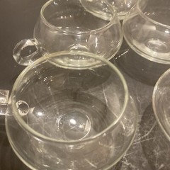 Vintage Set Of 5. Blown Glass Moderno Riekes Crisa Crystal Punch Cups & Dippe KS