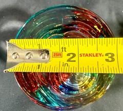 Murano Glass Tumbler w Vibrant Multicolor stripes- Stunning!