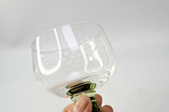 Vintage Luminarc France Green Beehive Stem with Etched Grape Design Set of 6
