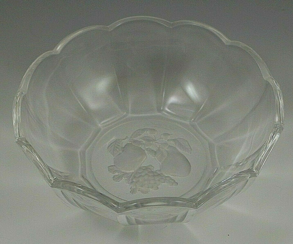 VAL ST.LAMBERT CRYSTAL BRUSSELS INTAGLIO FRUITS 6″ BOWL SIGNED