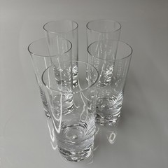 Krosno (Poland) Crystal Drinking Glasses Heavy Base Controlled Bubble Set Of 5