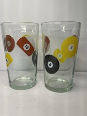 4 MCM Billiard Ball Highball-Pint Bar Glass Set-Pool Parlor 5 1/2” 16 oz