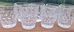 Lot of 8 Fostoria American Shot Glasses Whiskeys Elegant Barware Lead Crystal
