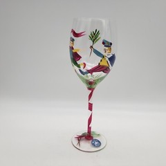 Block Basics The Twelve Days of Christmas Wine Glass – Ten Lords a Leaping
