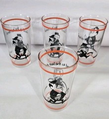 Vtg Hazel Atlas 1960s Gas Station Attendant «Gay Glasses» Set 4 Orig Box
