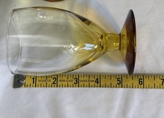 OMBRE HONEY AMBER VINTAGE PEDESTAL WINE/WATER GOBLETS (7)