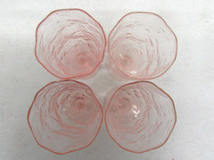Seneca Glass Pink Clear Driftwood Crinkle 5″ Footed Tumbler Glasses Set of 4